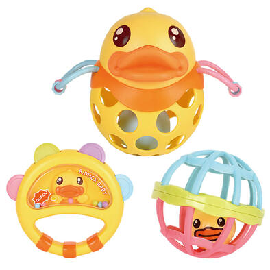 B.Duck Hend Ball Rattles Set - Assorted